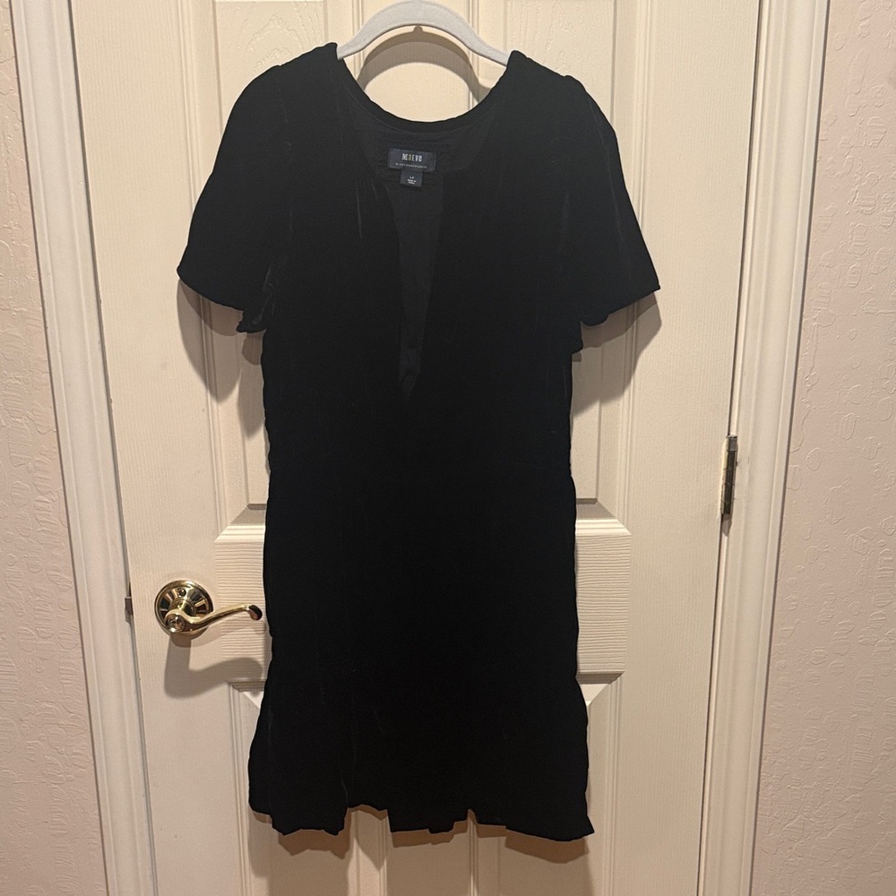 Maeve by Anthropologie Black Velvet Mini Dress